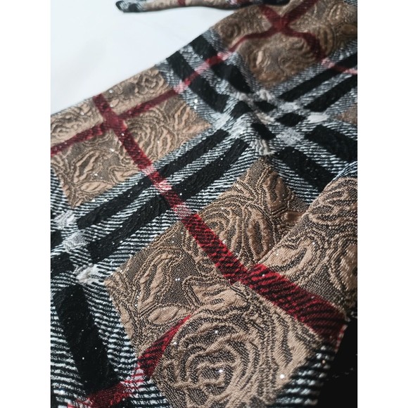 Serengeti Women Sz 1X Elegant Floral Roses Embossed Glitter Overlay Top - Picture 10 of 16